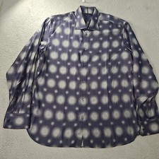 Ted Baker Shirt Mens Size 5 Gray Purple Circles Button Up Long Sleeve Cotton
