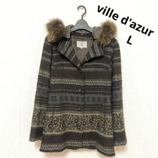Ville d'Azur Fox Coat Exquisite Design Removable Fur Light & Warm Near Unused