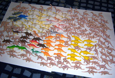 160 Dinosaur Toy Plastic Figures Both Live  Fossil Bones Neat  RARE   LOOK 
