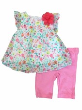 Infant Girls Floral Chiffon Baby Outfit Shirt  Leggings 2 Piece Set Newborn