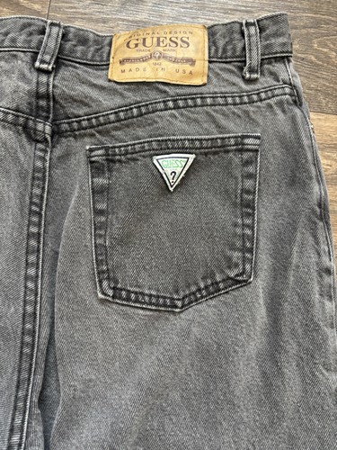 VINTAGE Guess Jeans Mens Tagged 34 Measure 32x32 Denim Faded Black Wash Zip Fly - Picture 9 of 14