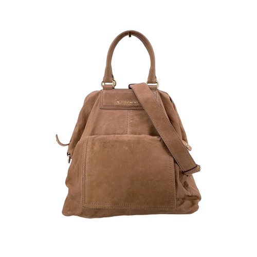 Authentic Givenchy Beige Tan Leather 2 Way Pandora Handbag with Strap