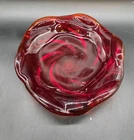 Vintage Fenton Glass Ruby Red Amberina Swirl Vanity Trinket Dish Ashtray 8"