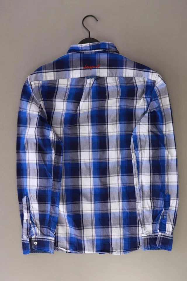 ⭐ Desigual camicetta per uomo taglia 46, S a quadri blu di cotone ⭐ - Immagine 2 di 4