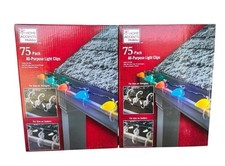  2 Home Accents Holiday 75-Pack All Purpose Gutter Light Clips NIB 150 TOTAL