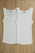 Ex Marks & Spencer Womens Twin Pack of Ribbed Vest Tops in White Size 12