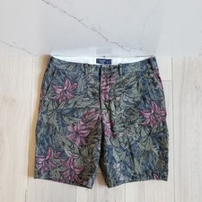 Abercrombie Fitch Shorts Mens 33 Green Floral Stretch Chino Tropical Summer