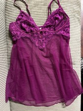 Victoria's Secret Purple Lace Babydoll Nightgown V-Neck Adjustable Straps M