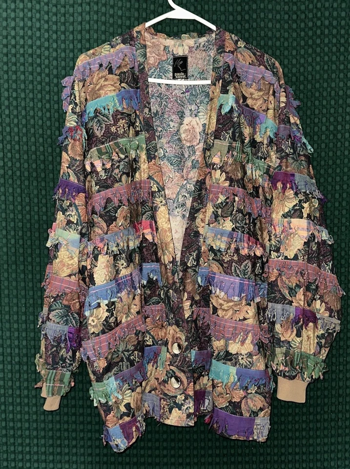Blazer Paula Sweet Patchwork Volantes Flecos Vintage Mujer’s Talla Grande Foto 2 de 4