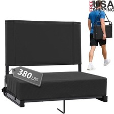 Portable Bleacher Chair W/ Back Support Comfortable Waterproof Stadium Seat New