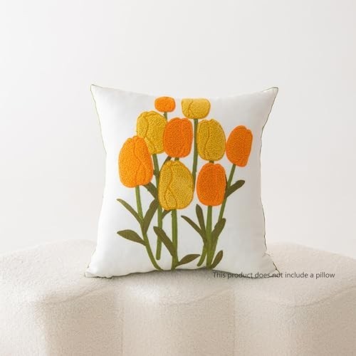 Rustic Floral Throw Pillow Covers - Decorative Square Cushion Cases, - Picture 2 of 7