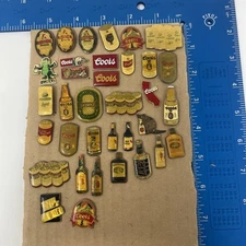 35 Vintage Beer/Whiskey Lapel/Hat Pinbacks. Budweiser, Coors, Jack Daniel’s ETC.