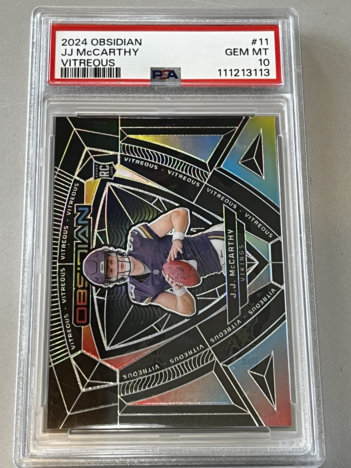 JJ McCarthy Panini Obsidian Vitreous #11 Base