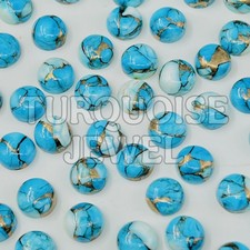  WHOLESALE ICE BLUE DAHLIA COPPER TURQUOISE CABOCHON ROUND SHAPE LOOSE GEMSTONE