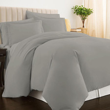 Luxurious 400 Thread Count 100 Cotton Twin Duvet Cover Set - Ash Grey