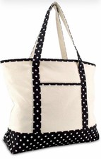 DALIX 22" Shopping Tote Bag in Heavy Cotton Canvas Zippered Top Black Star