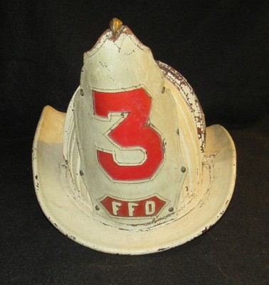 CAIRNS & BROTHER LEATHER FIREMANS HELMET FFD #3 WITH HIGH EAGLE