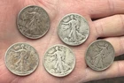 5 US Walking Liberty Half Dollars 61 grams