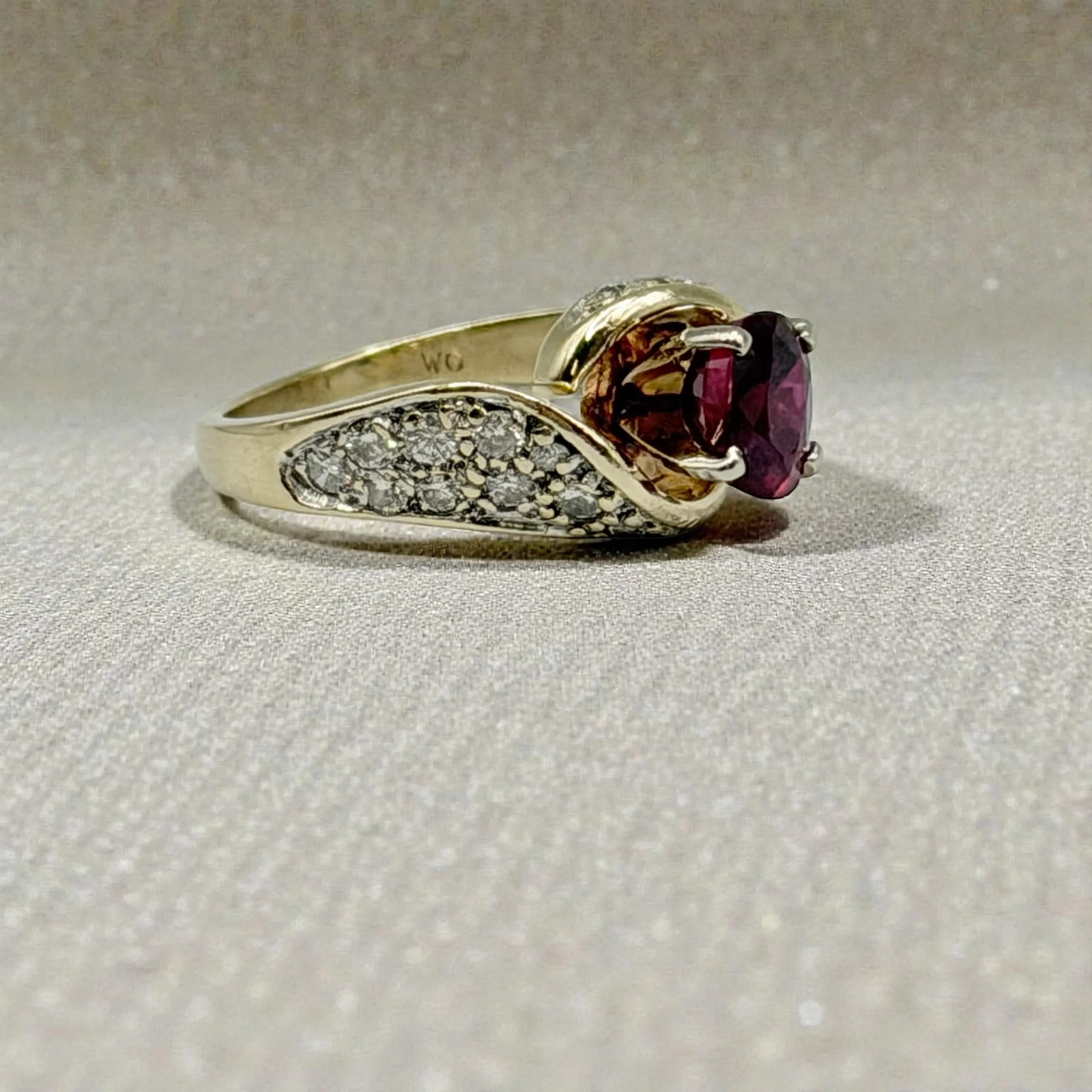 Solid 14K Yellow Gold Ruby Ring with 24 Diamond A… - image 17