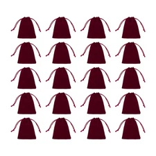 20pcs Flocked Drawstring Bag 2 x 2.8 Inch Jewelry Pouches Gift Bags, Claret