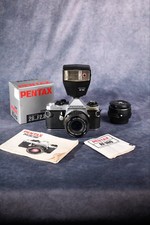 PENTAX ME Super 35mm SLR Film Camera w/ 50mm f/2 Lens, 28mm f/2.8, AF160 Flash