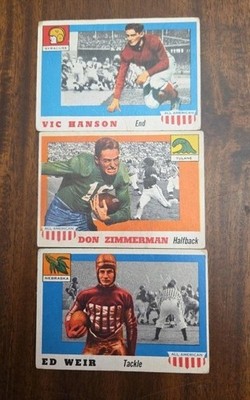 1955 TOPPS Football ALL  AMERICAN 3 CARDS Good Condition Weir, Hanson, Zimmerman
