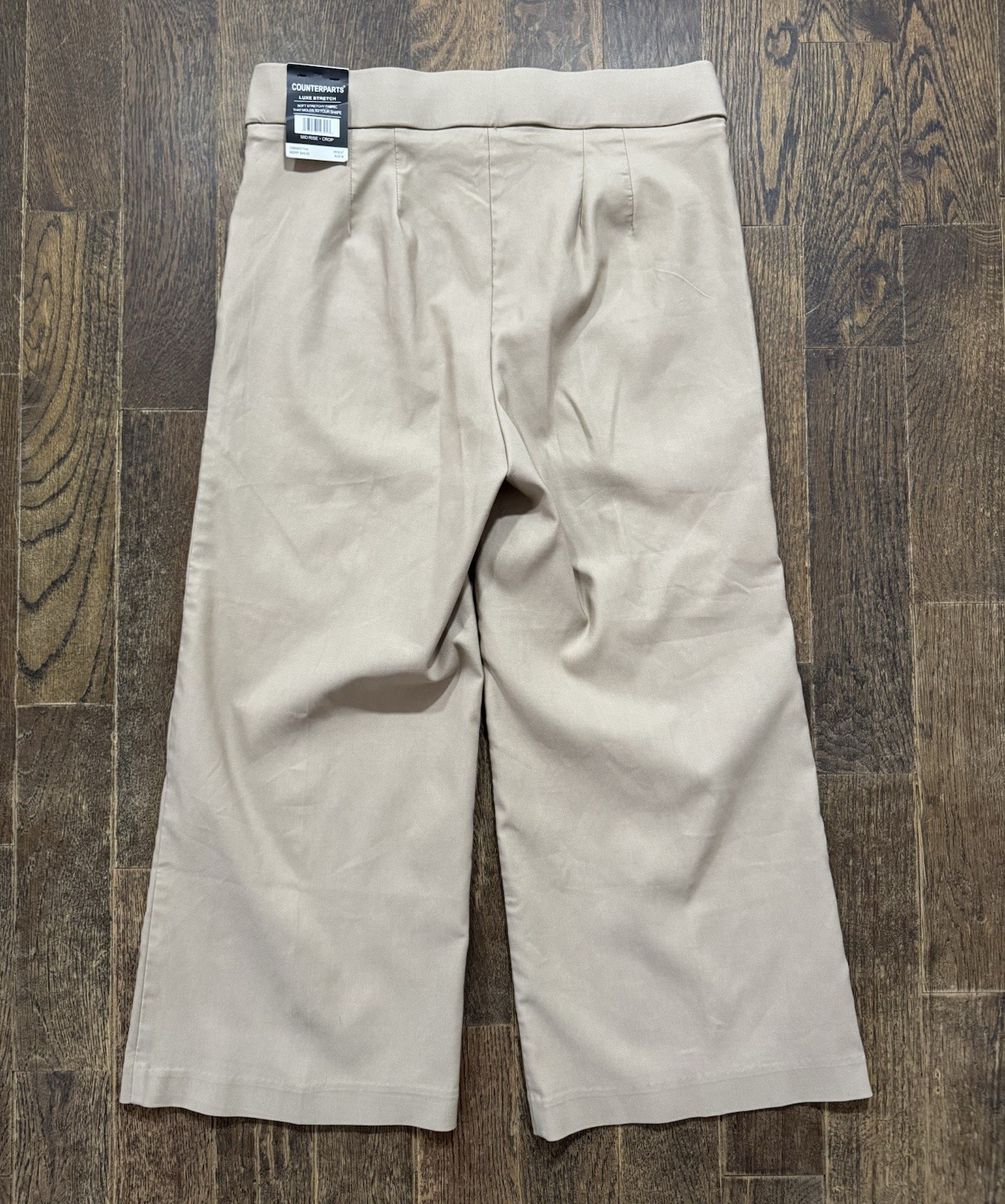 Counterparts Pants Mid Rise Crop Pull on Size M (W30xL22) Luxe Stretch Tan NWT