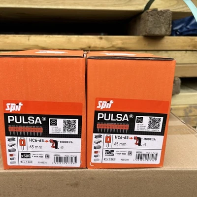 PASLODE Spit 057703 HC6-65 P65/500 Pulsa Pins 65mm + 1 Fuel Cell (Pack of 500)