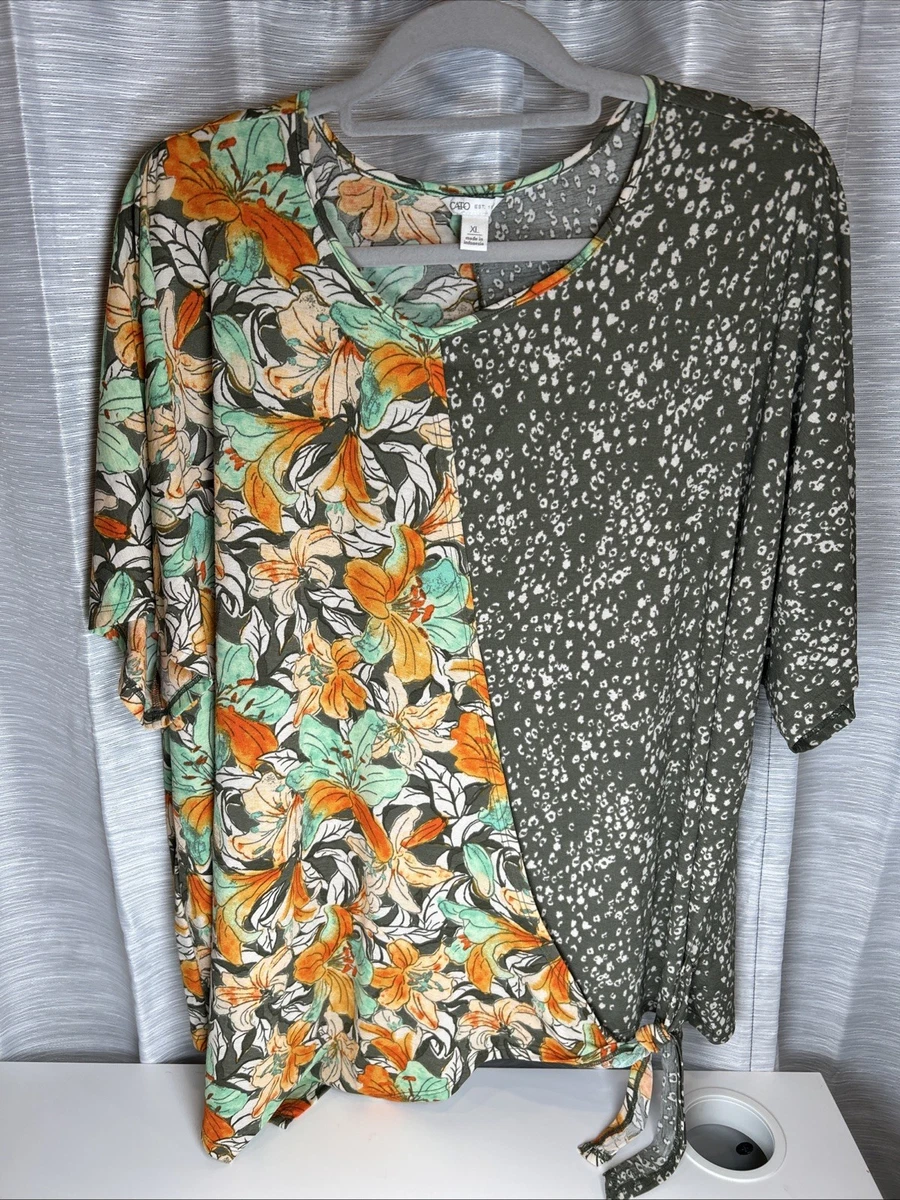 Cato Paisley Sequined Blouse Top Women's Plus Sz 14/16W 3/4 Sleeve