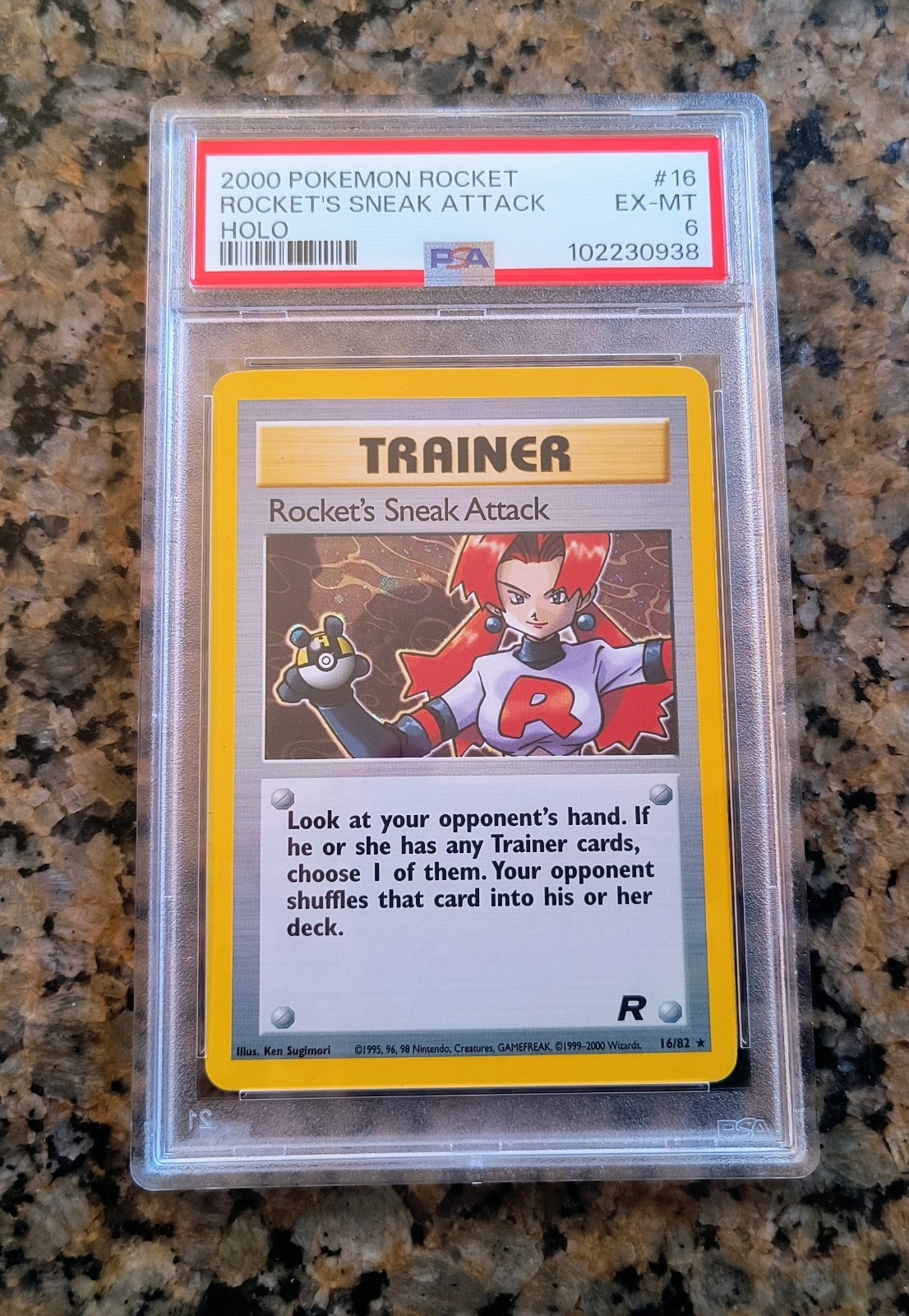 Rocket's Sneak Attack Holo RARE Pokemon Card PSA 6 EX-MT Team Rocket #16/82 2000