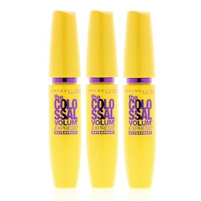 Maybelline Volum'Express Mascara 240 Glam Black Waterproof 0.27oz (3 Pack)