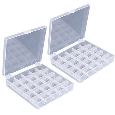 25 Slots Empty Bobbins Spools Box, Sewing Craft Plastic Case Storage Box for ...