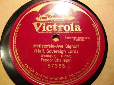 1922 FEODOR CHALIAPIN RUSSIAN Boito MEFISTOFELE Prologo: Ave Signor VICTOR 87355
