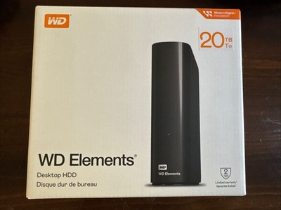WD 20TB Elements USB 3.0 3.5'' Desktop External Hard Drive Black HDD