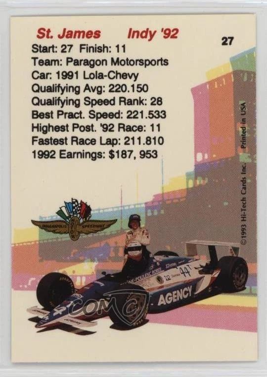 1993 Hi-Tech Indy Lyn St James #27 - Image 2 of 2