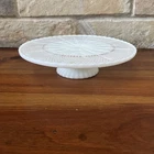 Vintage 1960s Anchor Hocking Milk Glass Cake Stand CupCake Stand Decor