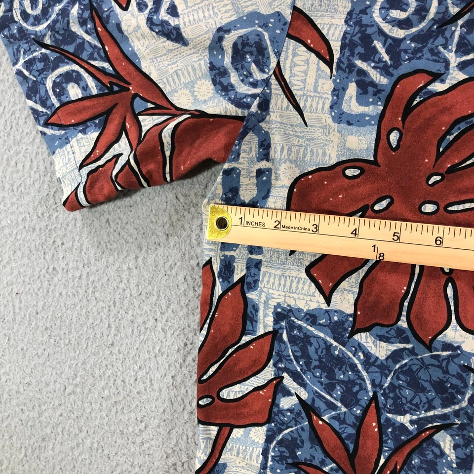 vtg hilo hatties the hawaiian original shirt mens L red floral monstera - Image 2 of 4