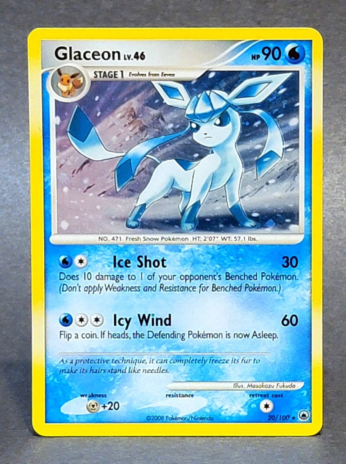 Pokemon Glaceon Lv. 46 20/100 Holo Rare Cosmos Theme Deck Majestic Dawn VLP/NM