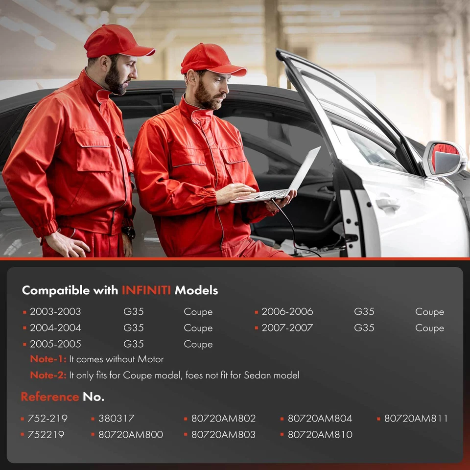 Nuevo regulador de ventana eléctrica derecho pasajero delantero derecho para Infiniti G35 2003-2007 Foto 4 de 4