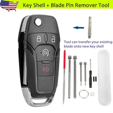 For 2015-2021 Ford F150 F-150 Key Fob Shell + Flip Blade Pin Removal Tool Kit