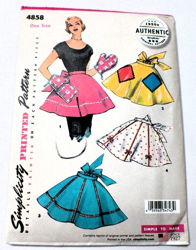 SIMPLICITY PATTERN - 4858 - ONE-SIZE/ONE-YARD VINTAGE SCHÜRZE PLUS HANDSCHUHE - Bild 1 von 4