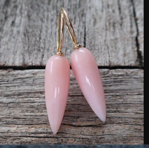 Pendientes colgantes de plata de ley 925 #sin deslustre# lágrima de ópalo rosa para ella - Imagen 2 de 7