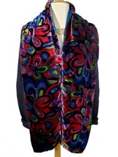 Designer Peter Charles Handmade in New York 2-Sided Velvet Abstract Floral Scarf