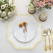 24 CLEAR GOLD 13" Round Elegant Charger Plates Wedding Dinner Decorations