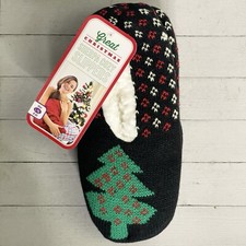 Great Christmas Holiday Tree Sherpa Cozy Slippers Size L/XL