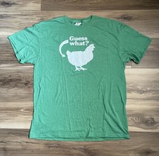 Guess What? Chicken Butt Funny Green T-shirt Unisex Large New Graphic Tee Tshirt