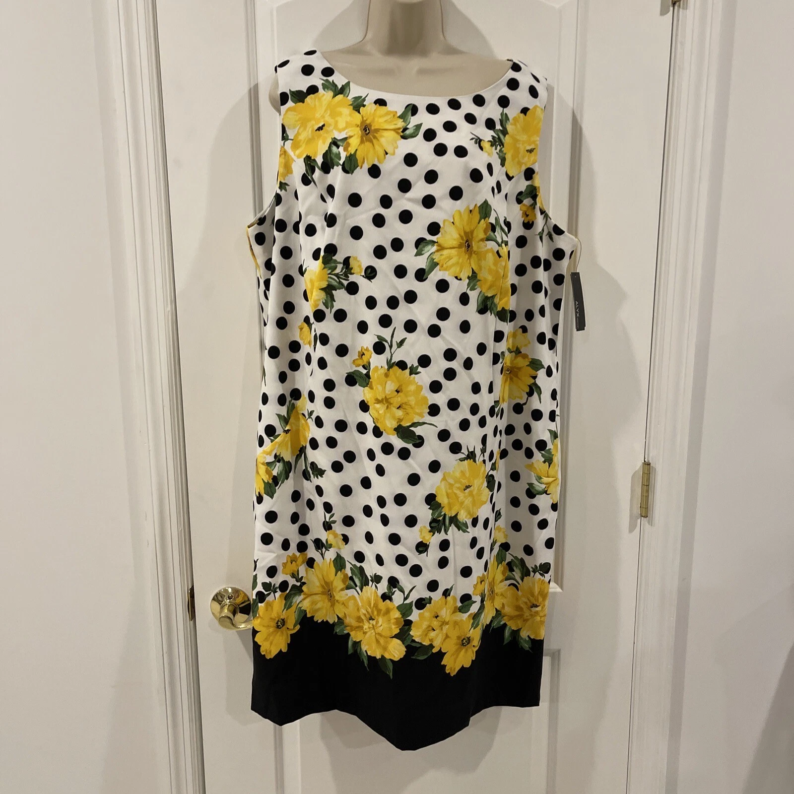 ALYX Dot 22W tubino bianco abito subacqueo senza maniche zip floreale giallo vendita al dettaglio $80