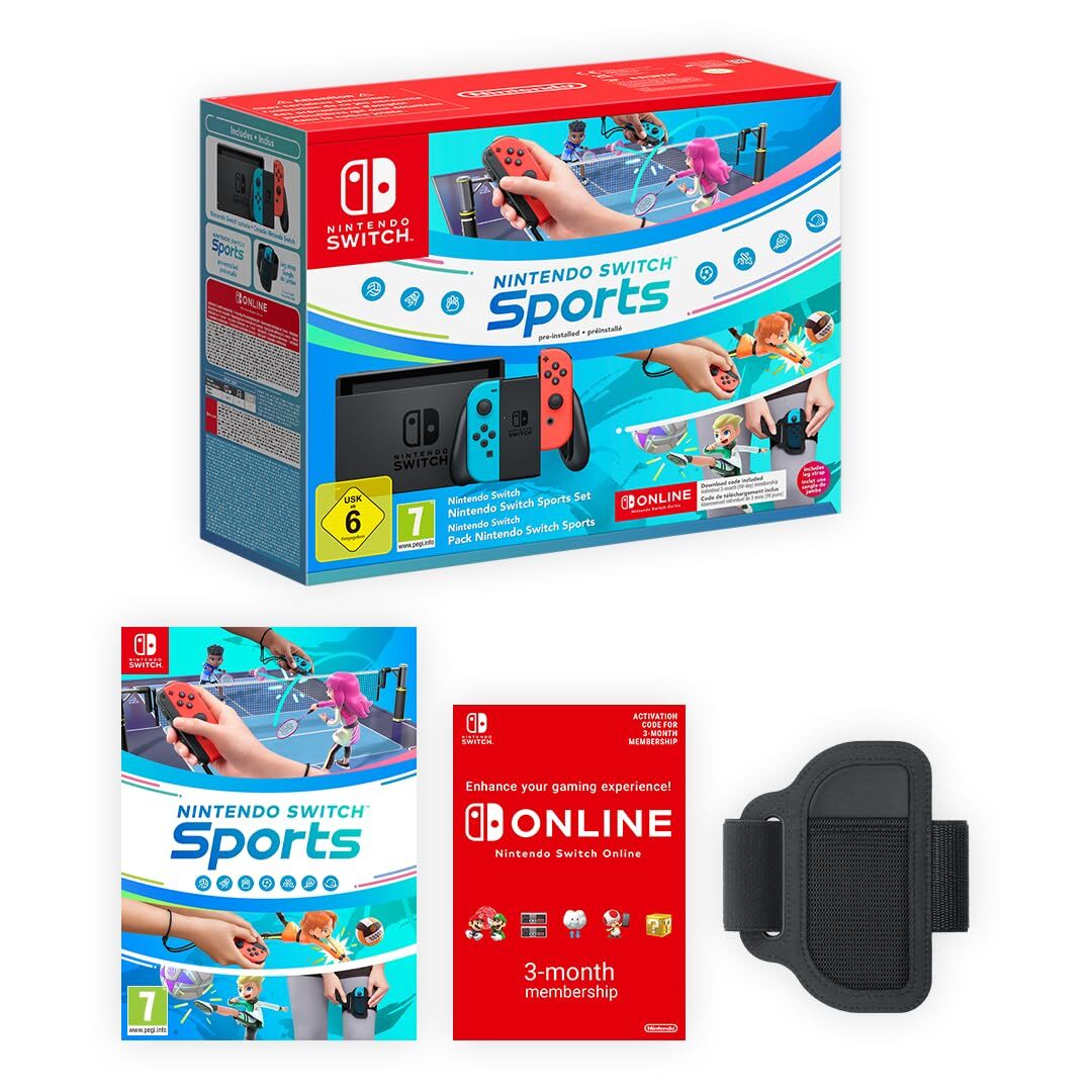 Nintendo Switch Console - Neon Blue/Neon Red Nintendo Switch Sports.. Game NUOVO