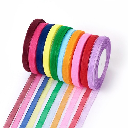 10Rolls Sheer Organza Ribbon 10mm for Festive Decoration DIY Crafts 500yards - Picture 52 of 52