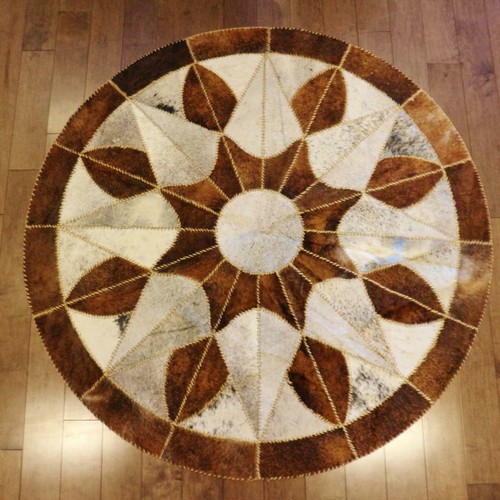 100% Authentic Egyptian Genuine Hair Cowhide Leather Patchwork Rug Carpet #204 - Picture 7 of 7